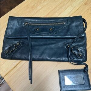 Balenciaga Black Leather Clutch